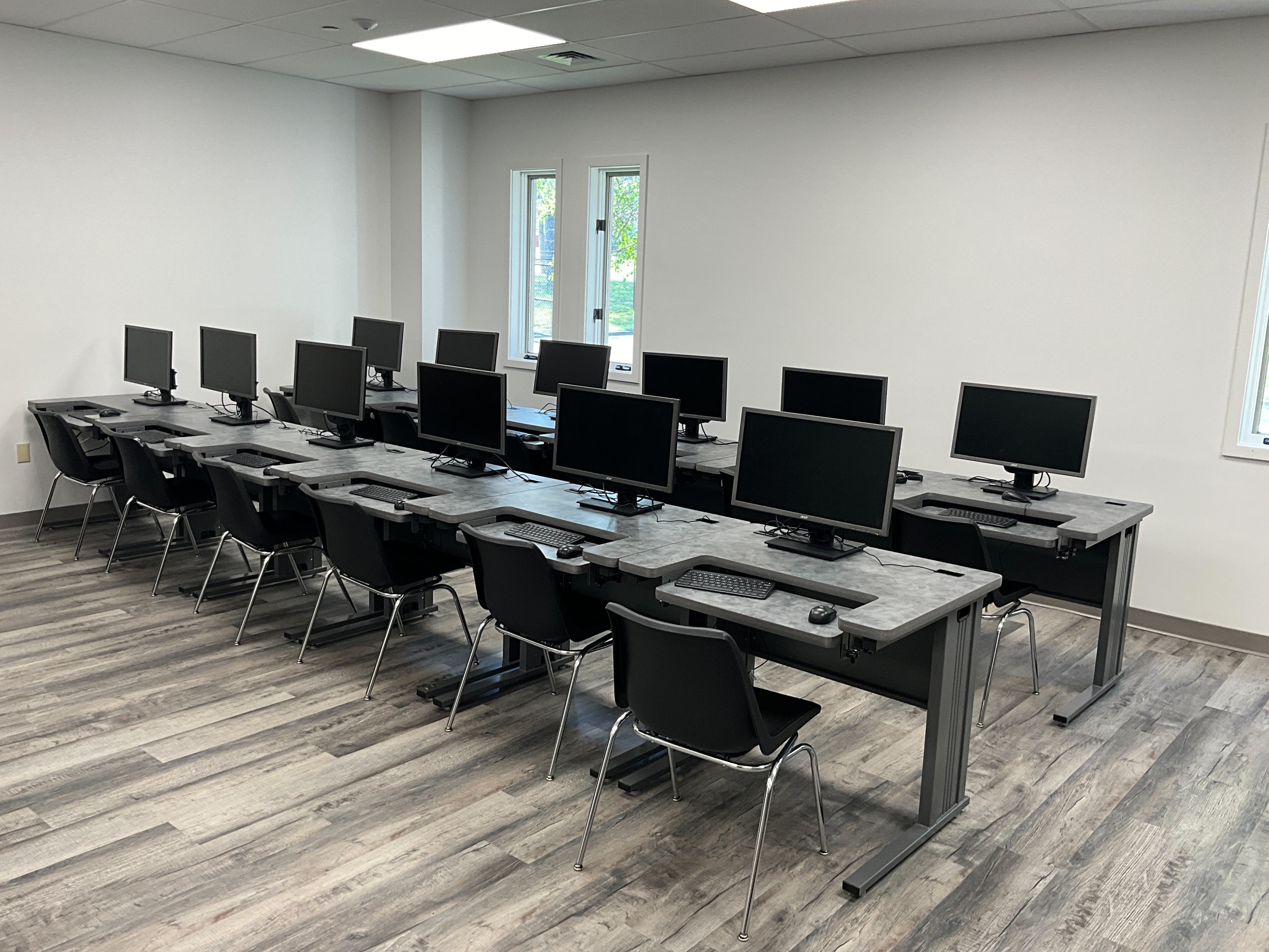 MVCS interior building LVT flooring white walls computer lab